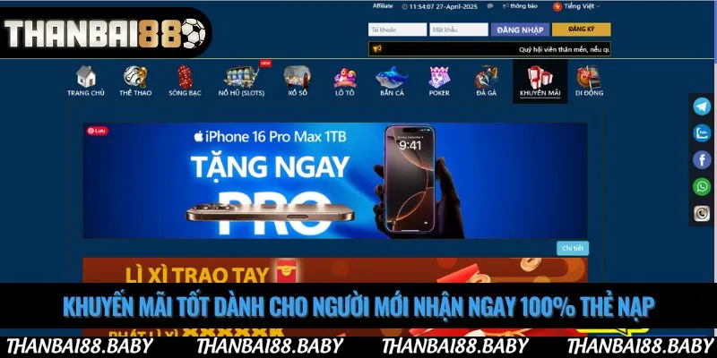 Khuyến mãi tốt dành cho người mới nhận ngay 100% thẻ nạp